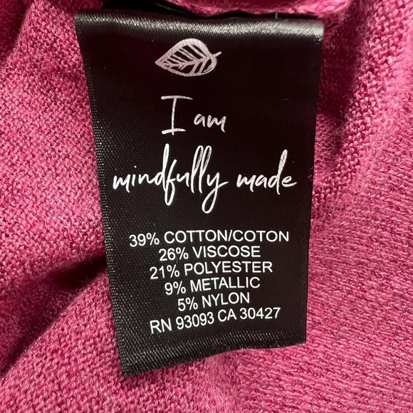 Nic+Zoe Sweater Womens 3X Pink Metaallic Twist Cutout Neck Batwing Pullover Top - Picture 9 of 13